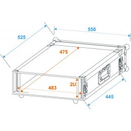 Roadinger Rack Profi 2HE, hloubka 45cm, 9mm