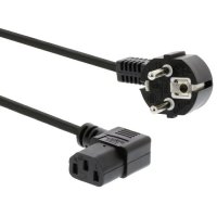 PremiumCord Kabel síťový 230V k počítači 3m, IEC konektor do úhlu 9...